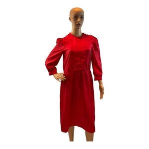 Vintage You Babes II Dress Red With Circle WOMEN  Made in U.S.A. SIZE M.